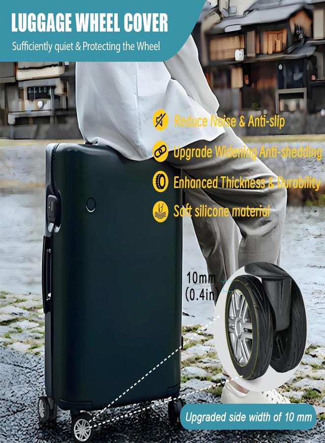 KOVNGE Upgrade Luggage Wheel Covers, 8pcs Suitcases Wheel Protector,Wear-Resistant, Anti-Noise, Silicone Protectors For 2-2.4"Luggage Spinner,Accessories for Travel（Black） - Image 3